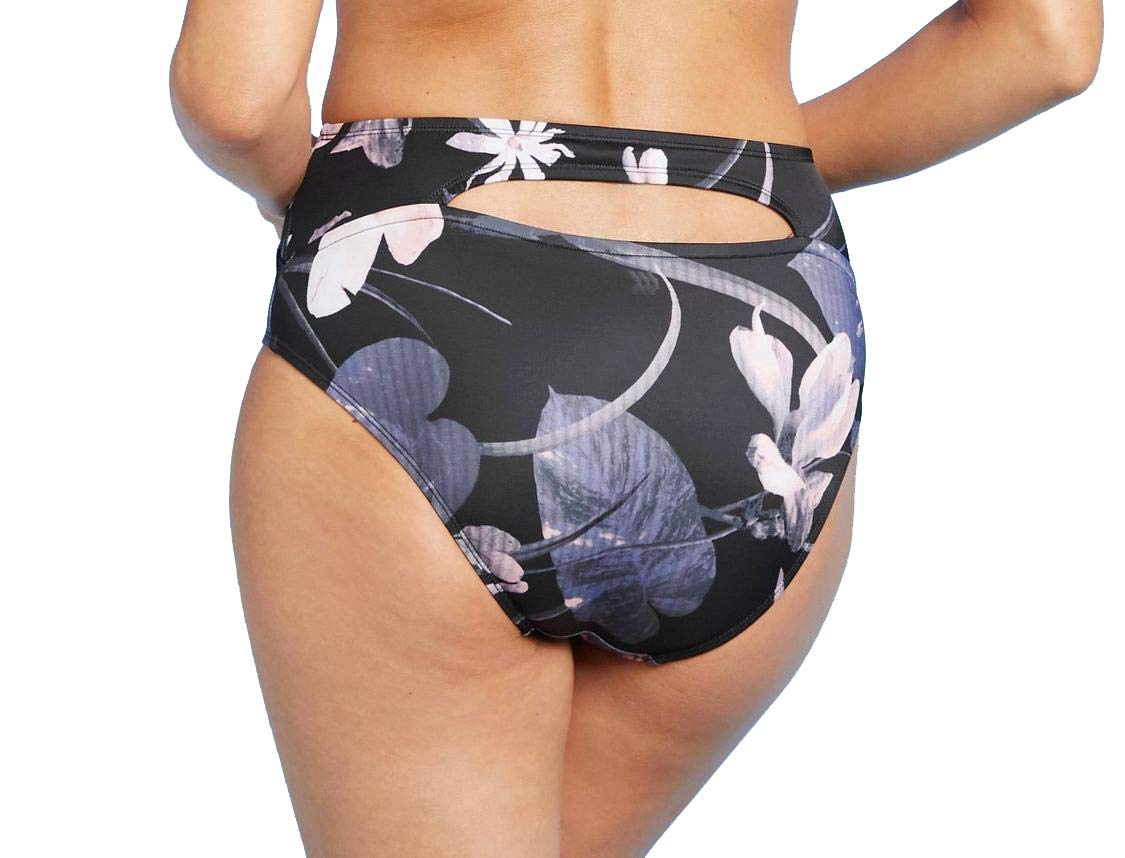 All in motion Women's High Waist Medium Coverage Bikini Bottom (Black Floral, XL)