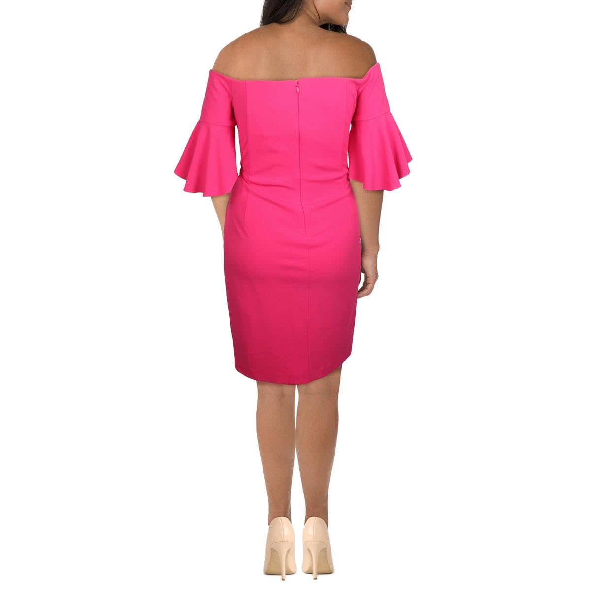 Calvin Klein Women's Off The Shoulder Neckline with Side Ruch Dress