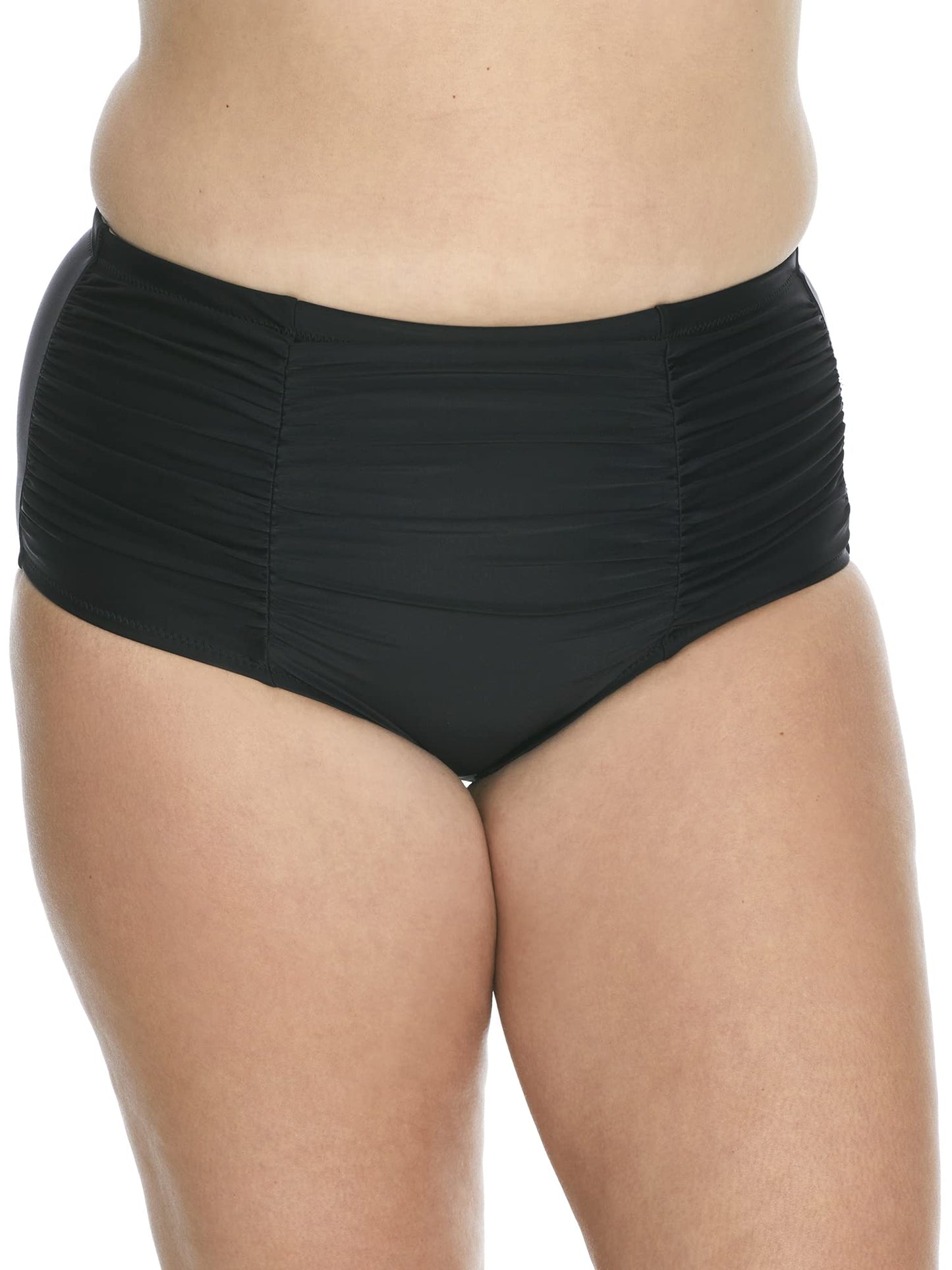 Raisins Curve Women's Plus Size Calina Solids Costa Swim Bottom, G840061, Black, 22W