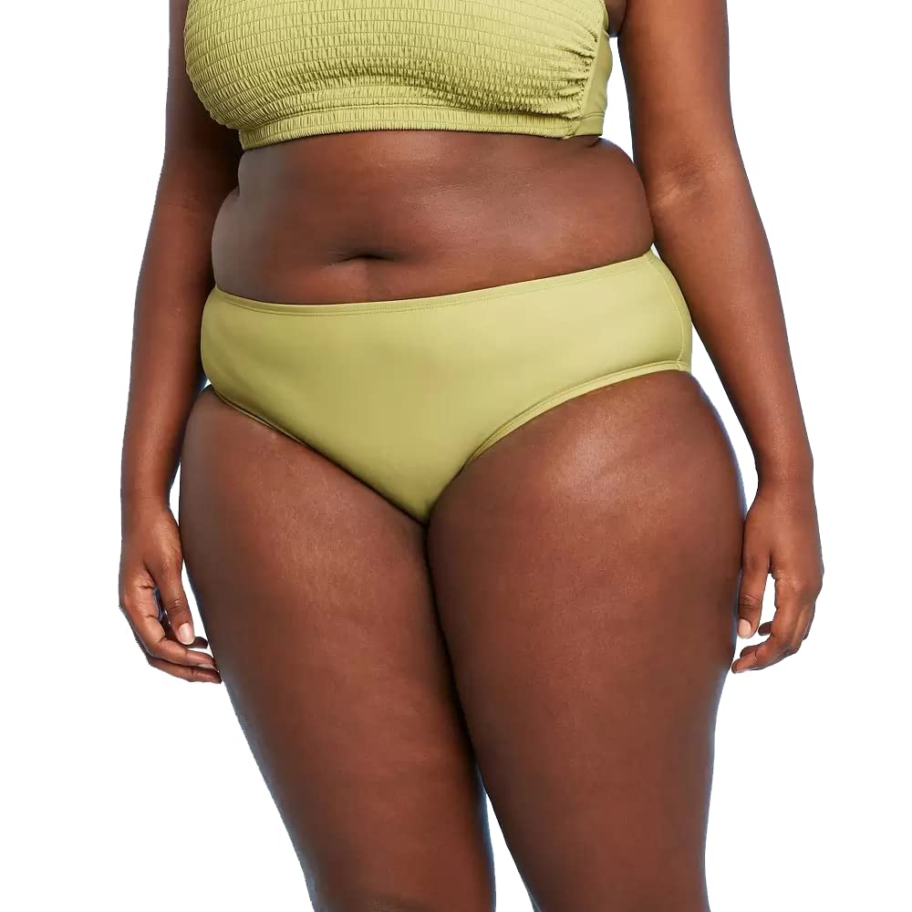 Xhilaration Juniors' Plus Size Hipster Bikini Bottoms - (Olive Green, 20W/22W)