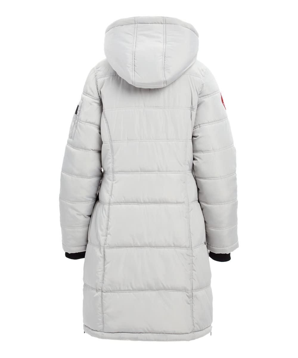 Canada Weather Gear Women Light Gray & Light Brown Fuzzy Puffer Parka