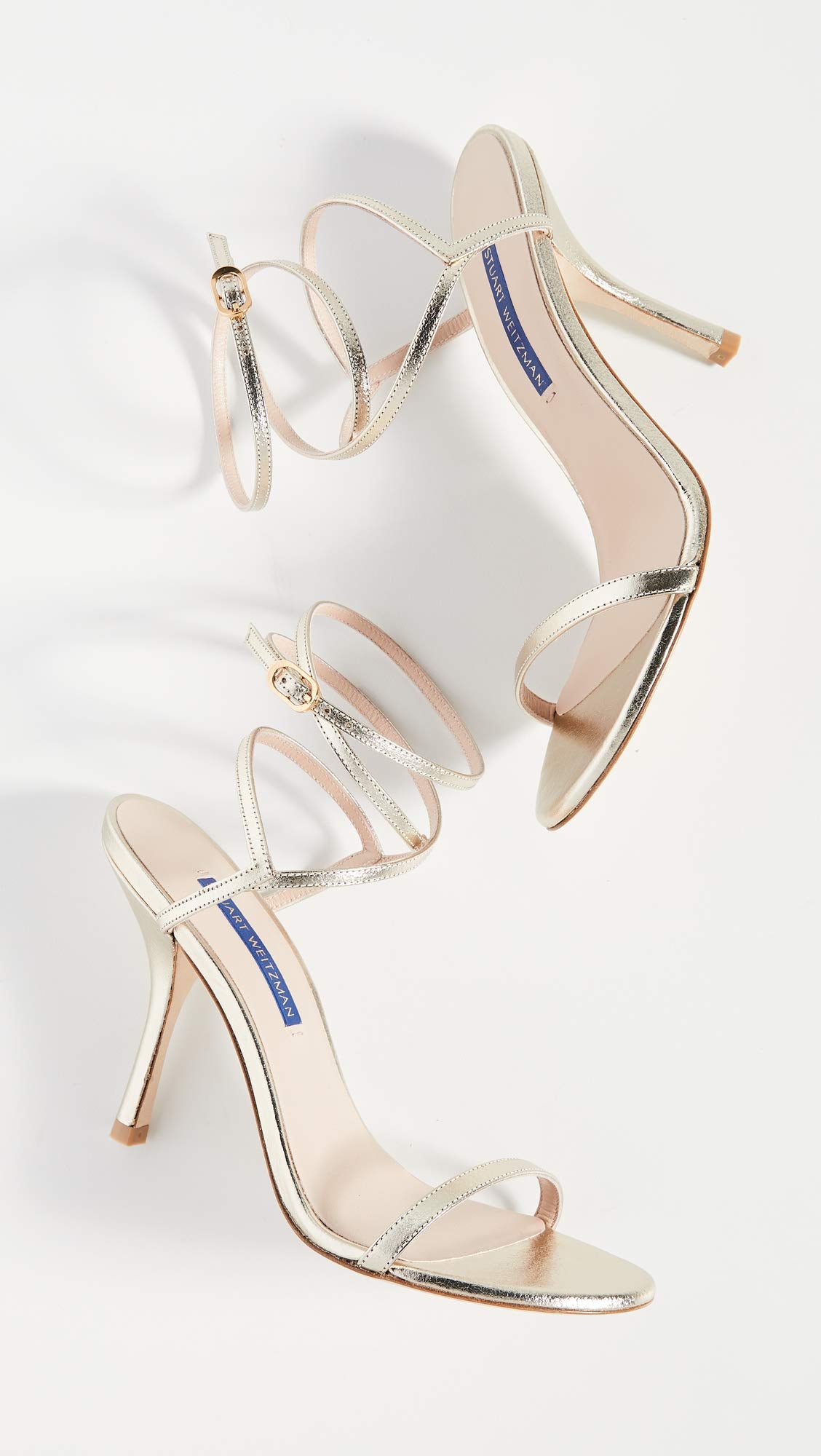 Stuart Weitzman Women's Merinda Sandals, Platino, Gold, Metallic, 6.5 Medium US