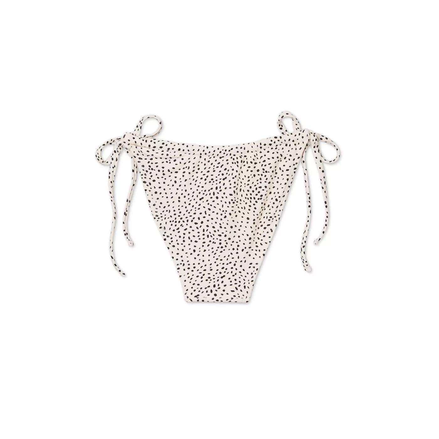 Xhilaration Women's Juniors' Shirred Side-Tie High Leg Scoop Bikini Bottom - (XSmall, Beige)
