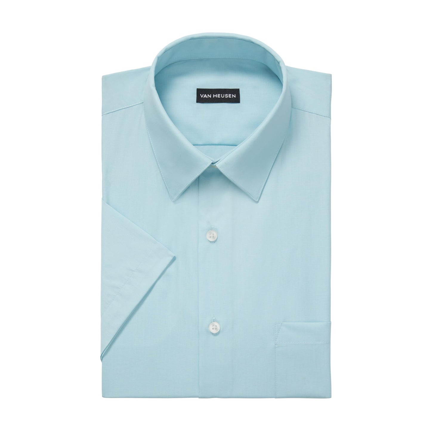 Van Heusen Men's Short Sleeve Dress Shirt Regular Fit Poplin Solid