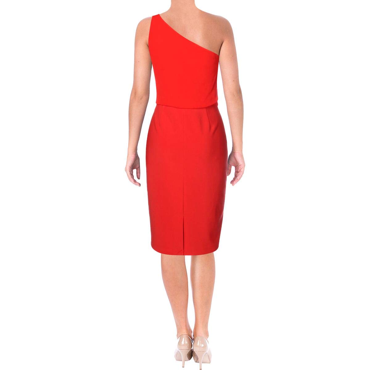 LAUREN RALPH LAUREN Womens Plus Holliston One Shoulder Cocktail Dress Red 18