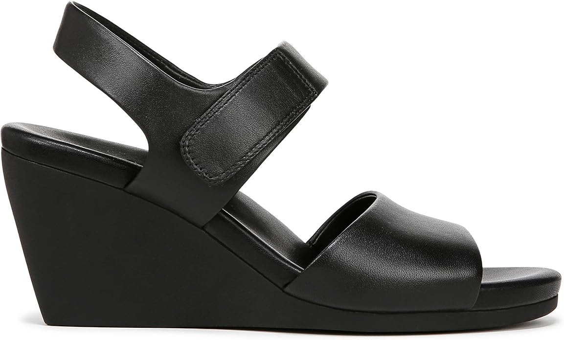 Naturalizer Womens Imani Wedge Sandal Black Leather 11 M