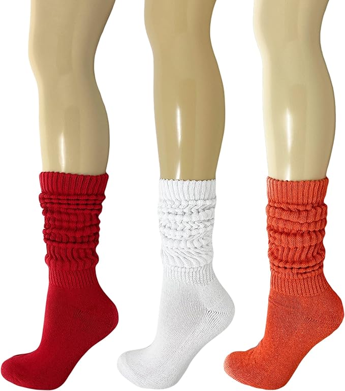 Women's Extra Heavy Cotton Slouch Socks β 3 Pairs, Size 5-10 | Thick, Cushioned & Colorful