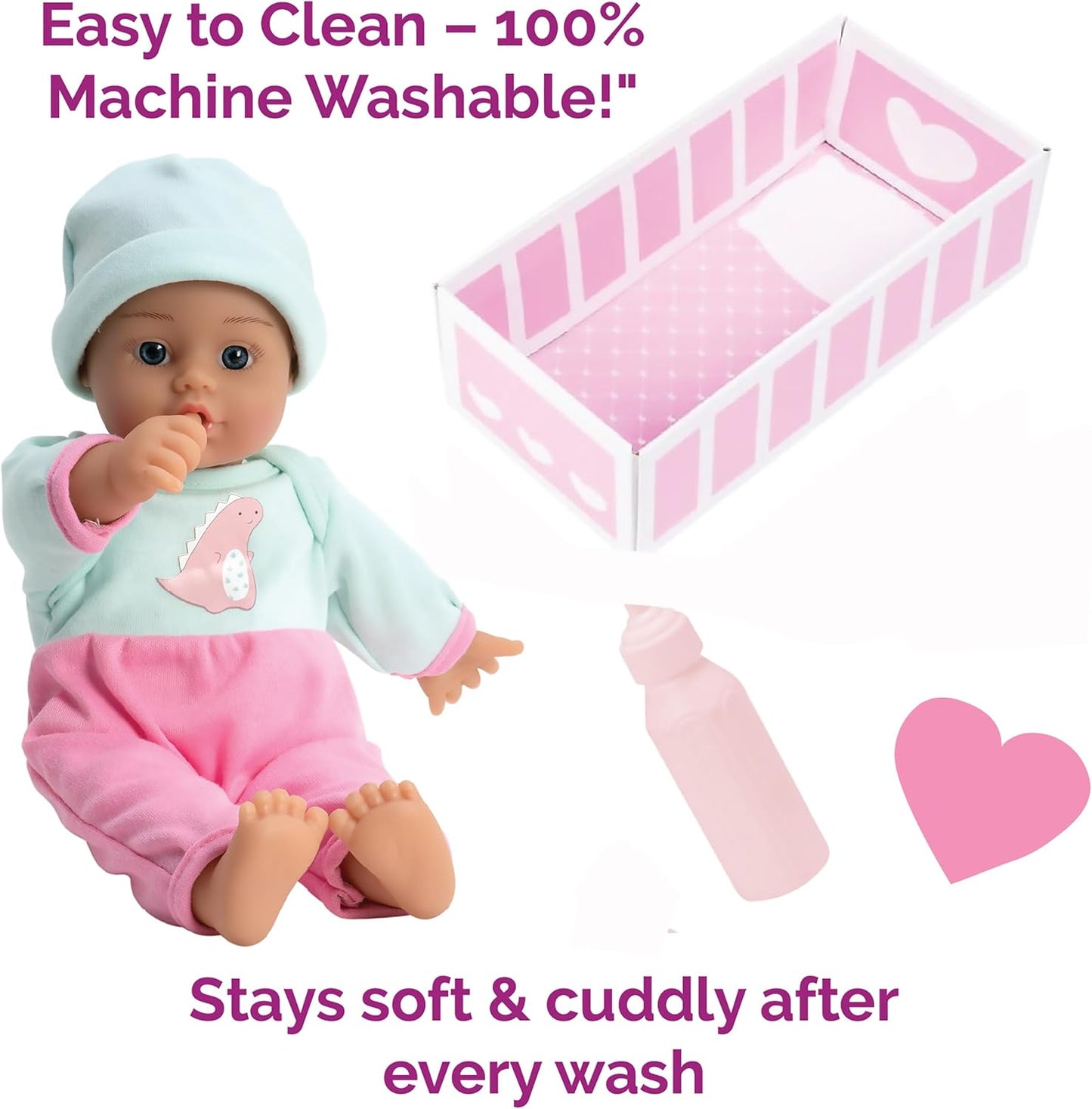 Adora Sweet Baby - 11” Soft & Cuddly Baby Doll, Realistic Features, Gentle Scent, Machine Washable, Lightweight & Easy to Hold | Adorable Playmate (Girl Dino)