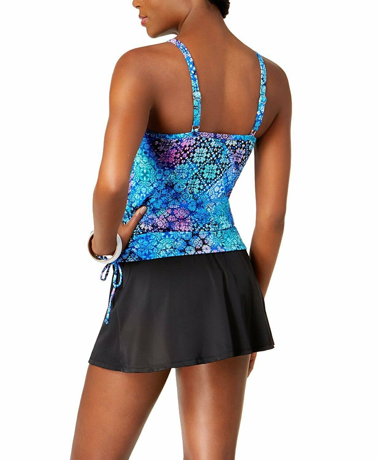Swim Solutions Womens Skirtini Hipster Bikini Swim Bottom Black 14
