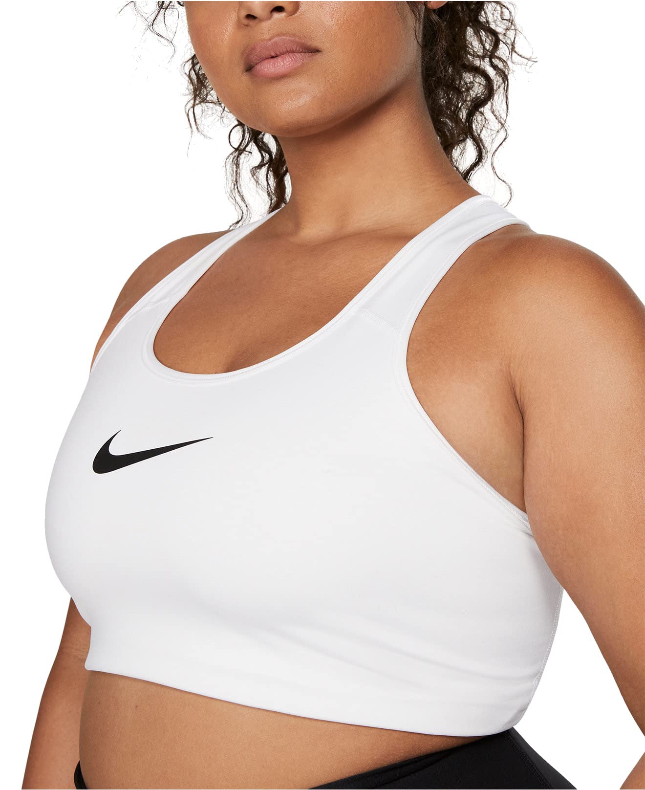 Nike Swoosh Bra (Sizes 1X-3X) White/Black 2X