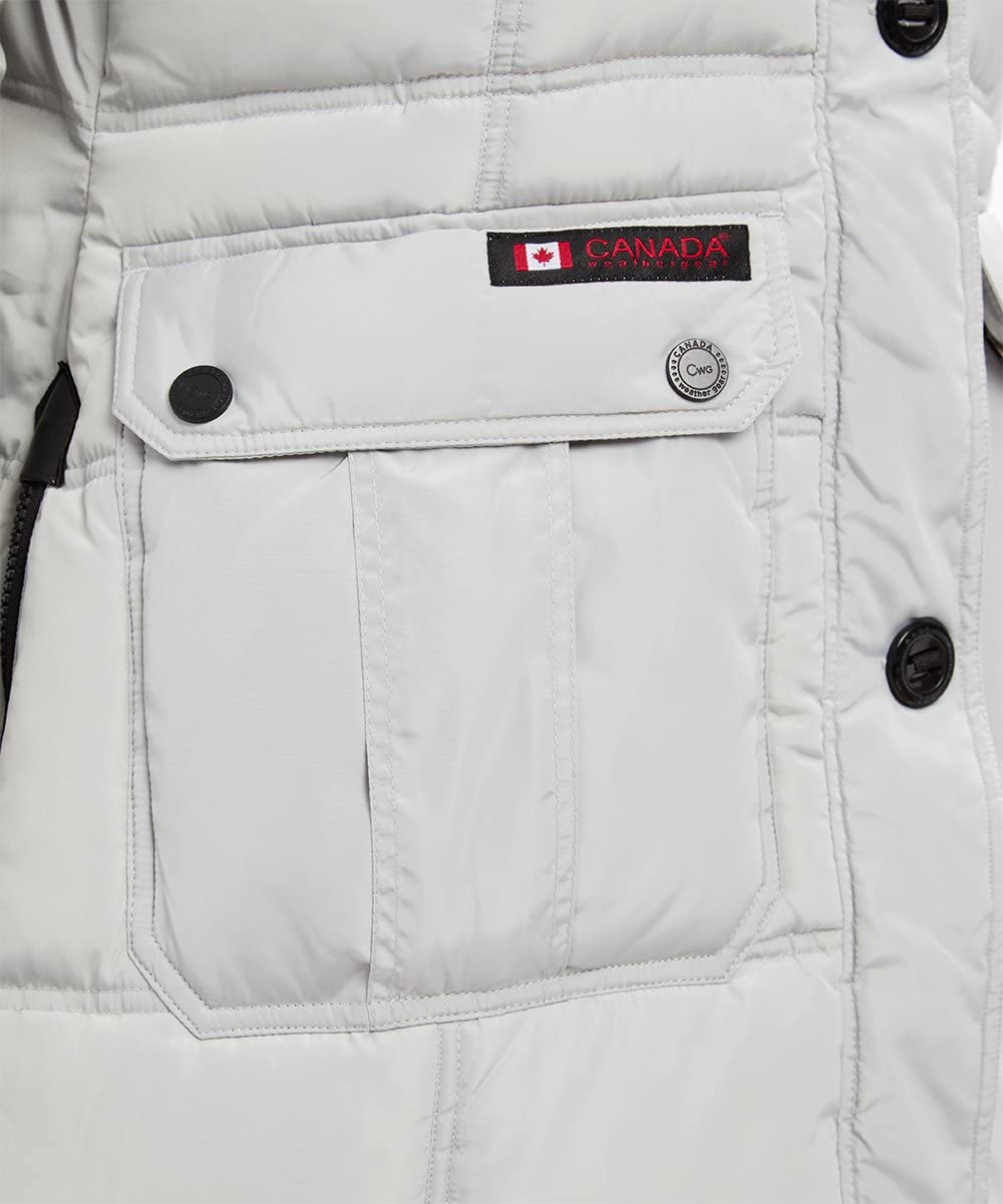 Canada Weather Gear Women Light Gray & Light Brown Fuzzy Puffer Parka