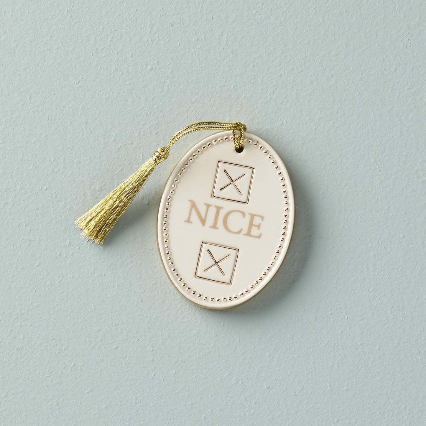 Lenox Naughty Or Nice Ornament, 0.20 LB, Ivory