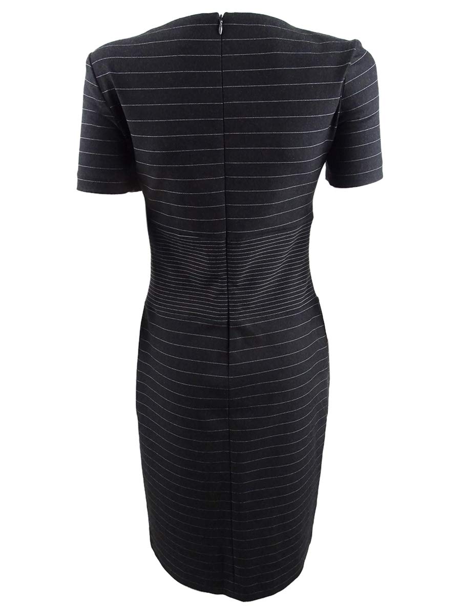 Lauren by Ralph Lauren Women's Pinstripe Fit & Flare Dress (12, Grey/Cream)