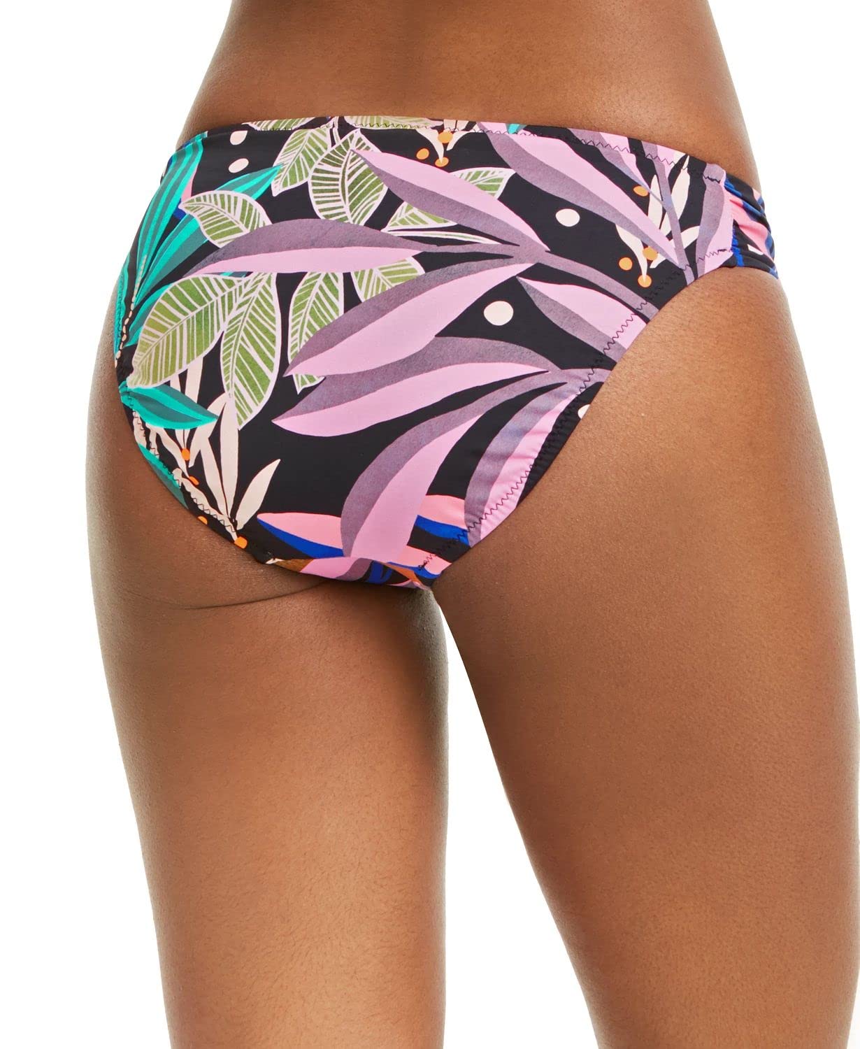 bar III Womens Printed Ruched Swim Bottom Separates Black XL