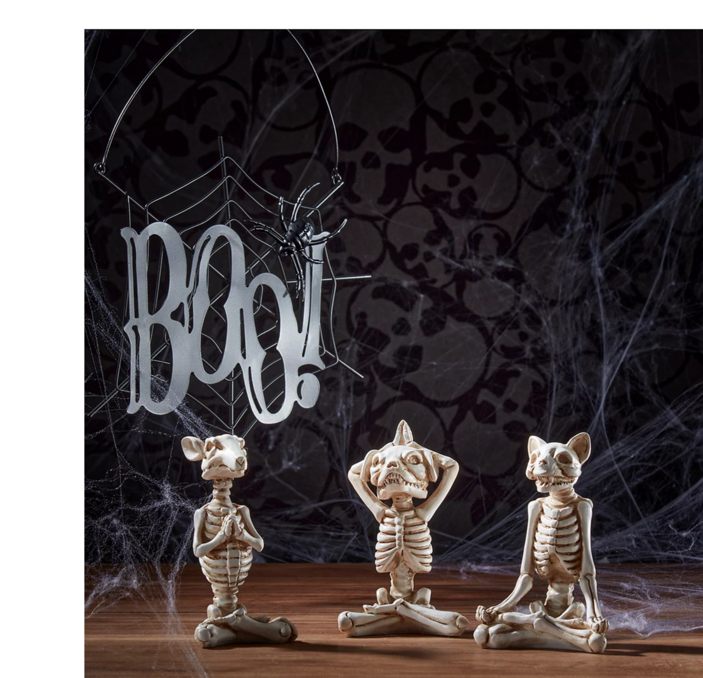 Holiday Lane Halloween Set of Three Yoga Skeletons, Created for Macys
