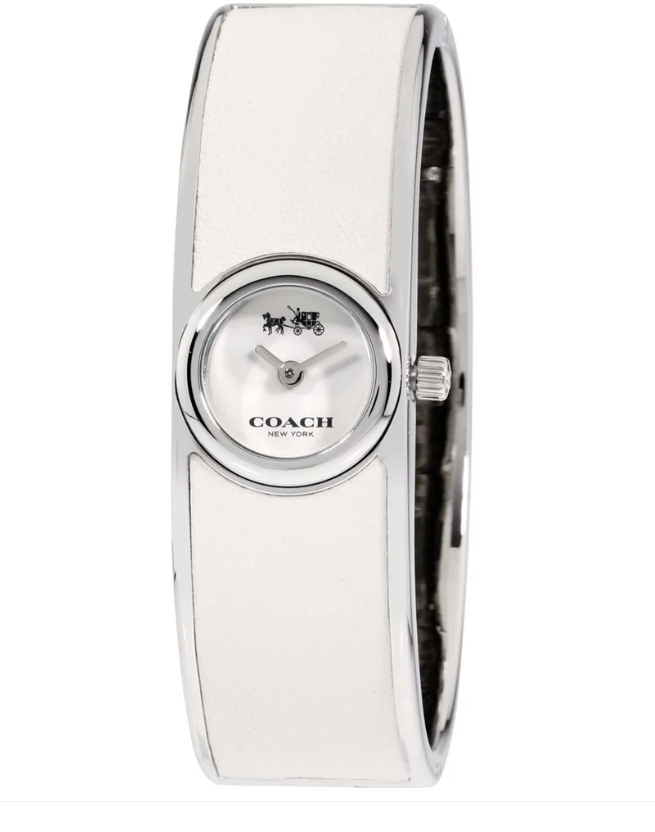 COACH Women's Scout Chalk Leather-Inset Stainless Steel Bangle Bracelet Watch 18mm 14502740