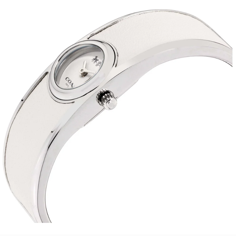 COACH Women's Scout Chalk Leather-Inset Stainless Steel Bangle Bracelet Watch 18mm 14502740
