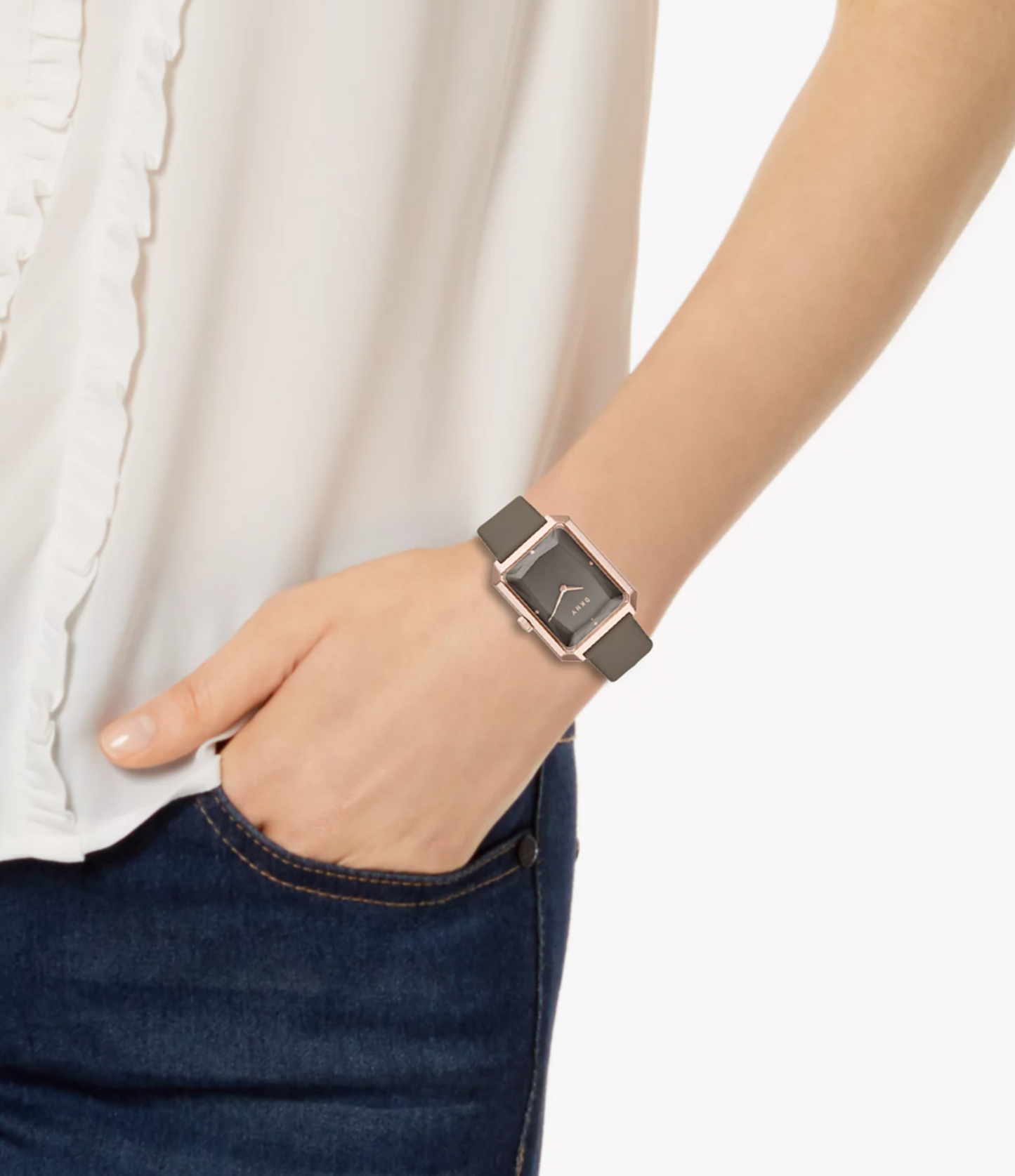 DKNY Women's Cityspire Gray Leather Strap Watch 27x34mm