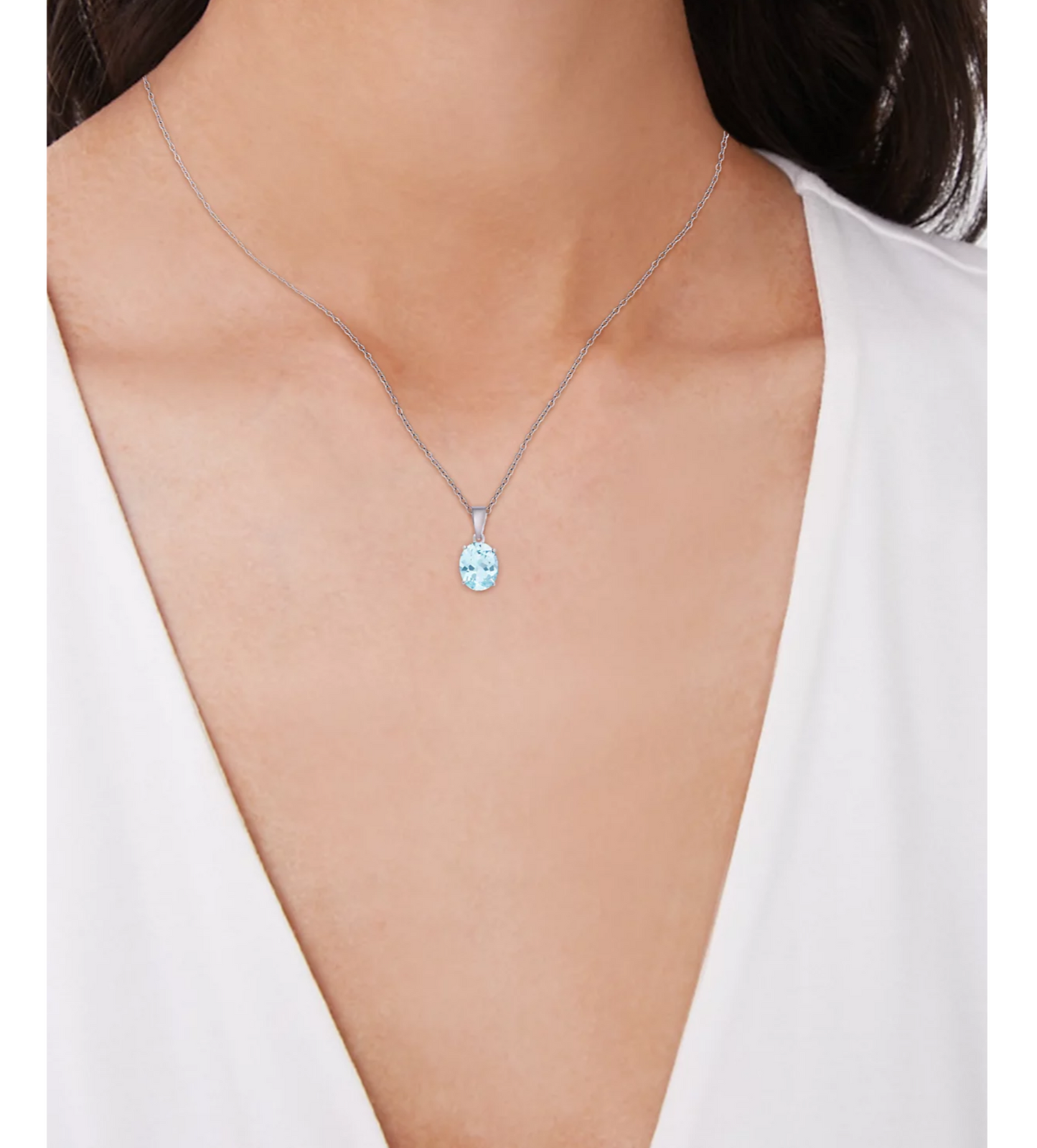 Aqua Topaz Oval 18" Pendant Necklace (3-1/2 ct. t.w.) in Sterling Silver