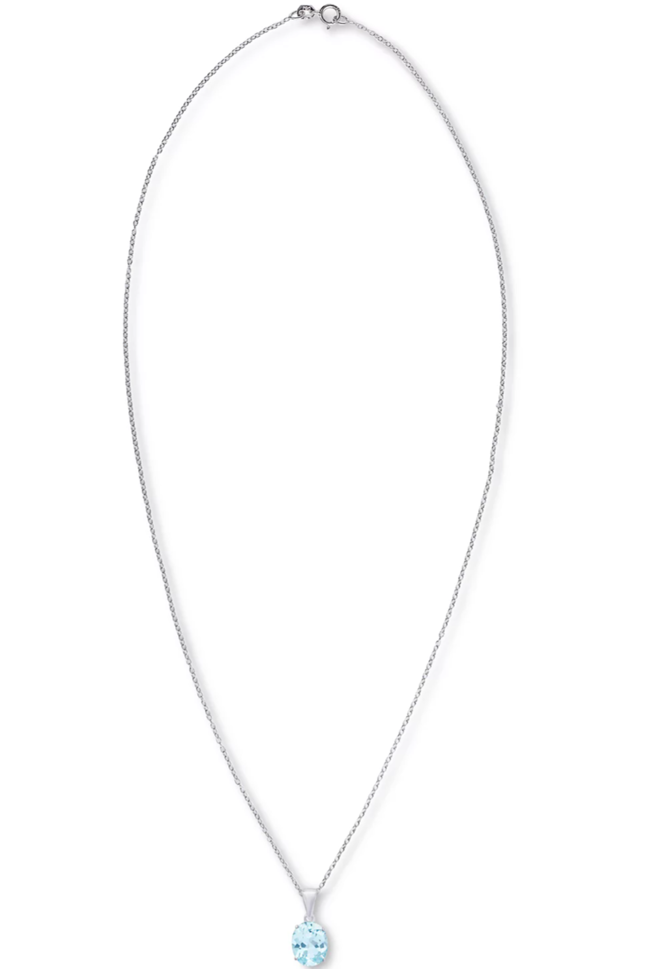 Aqua Topaz Oval 18" Pendant Necklace (3-1/2 ct. t.w.) in Sterling Silver