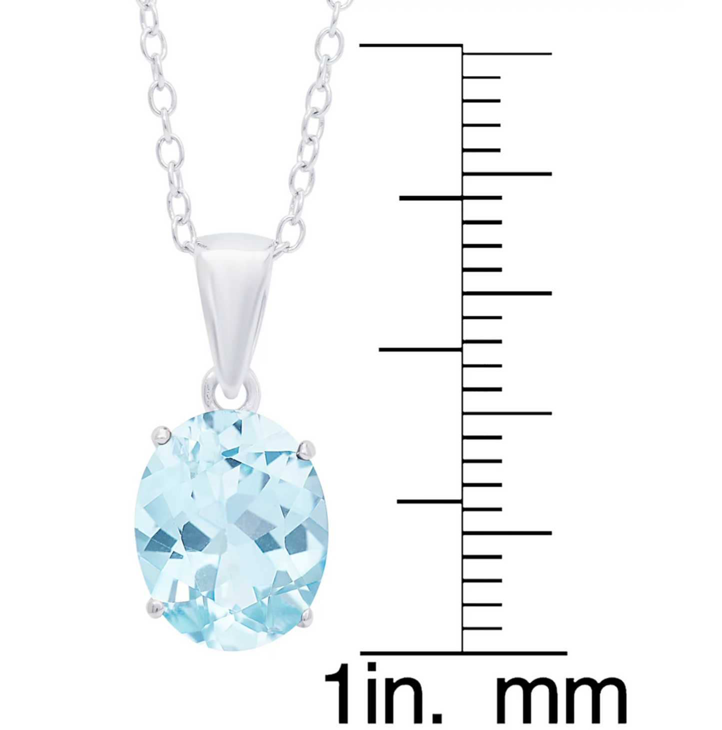 Aqua Topaz Oval 18" Pendant Necklace (3-1/2 ct. t.w.) in Sterling Silver