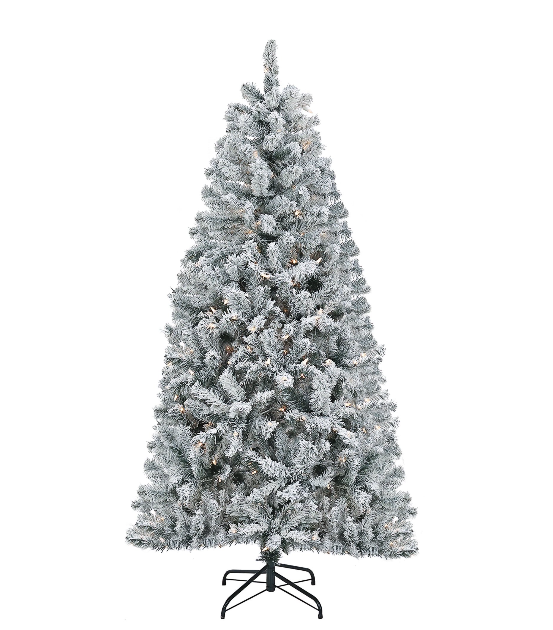 National Tree Company Pre-Lit Artificial Christmas Tree, Green, Acacia, 300 Clear Lights, Flocked, Includes Stand, 6 Feet
