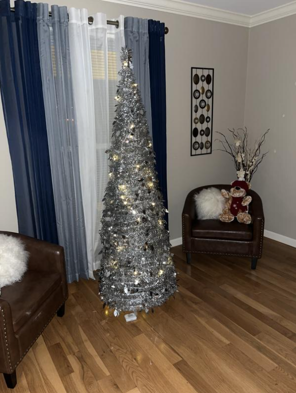 Holiday Lane Shine Bright 71 in Pop-Up Tinsel Tree LED Light-Up Decor, Created for Macy's.