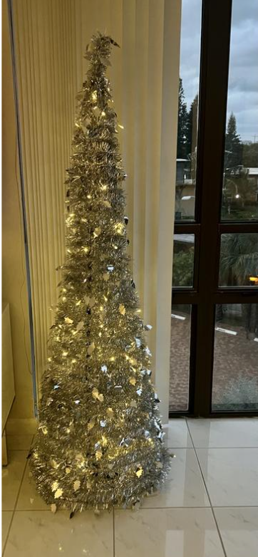 Holiday Lane Shine Bright 71 in Pop-Up Tinsel Tree LED Light-Up Decor, Created for Macy's.