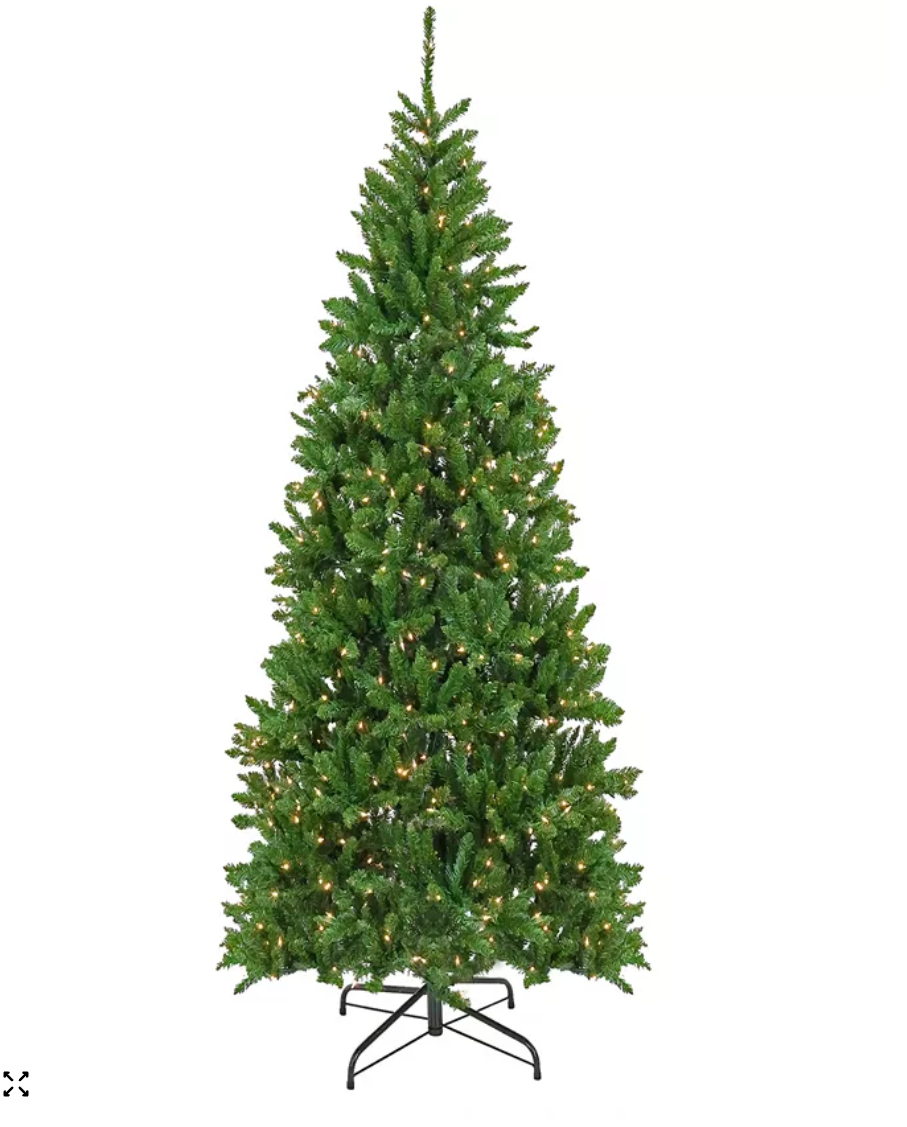 National Tree Company 7.5' Pre-Lit Artificial Chesterfield Spruce Hinged Tree, 600 Clear Lights- UL