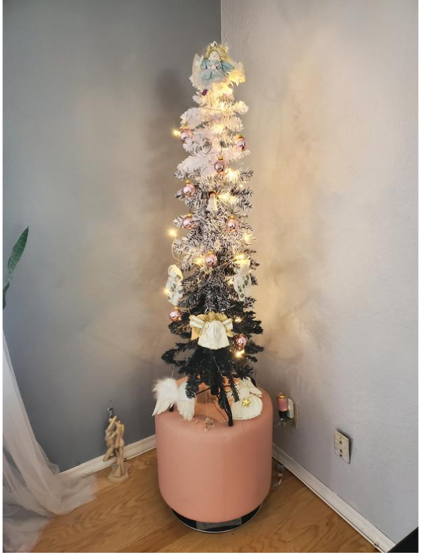 Holiday Lane Black & White Flocked 4ft Pencil Tree
