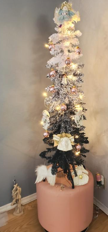 Holiday Lane Black & White Flocked 4ft Pencil Tree