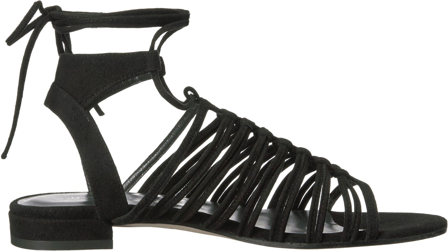 Stuart Weitzman Womens Knot Again Suede Lace-Up Flats Black 7 Medium (B,M)