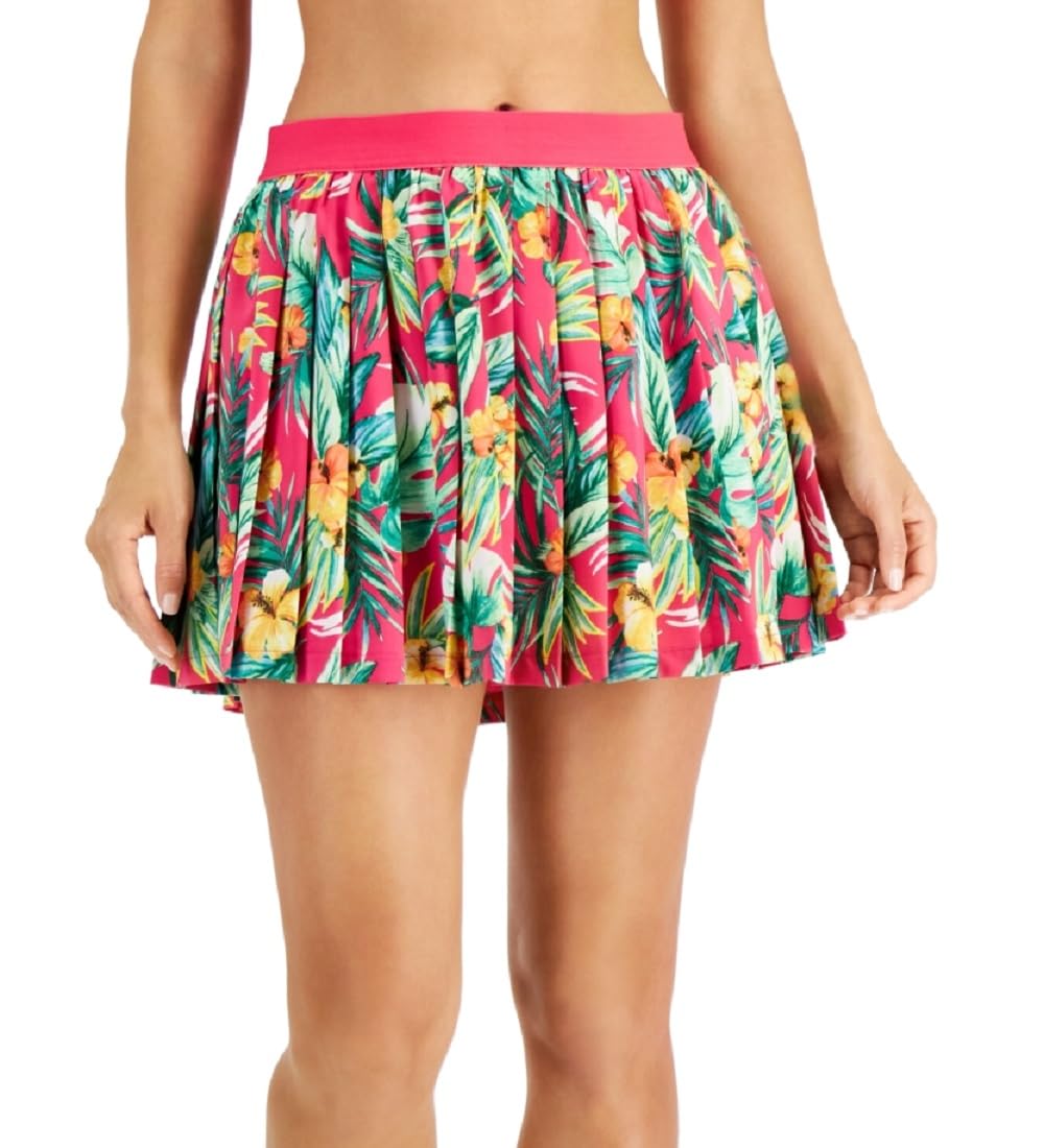 ID Ideology Women's Tropical Printed Pleated Skort Pink
