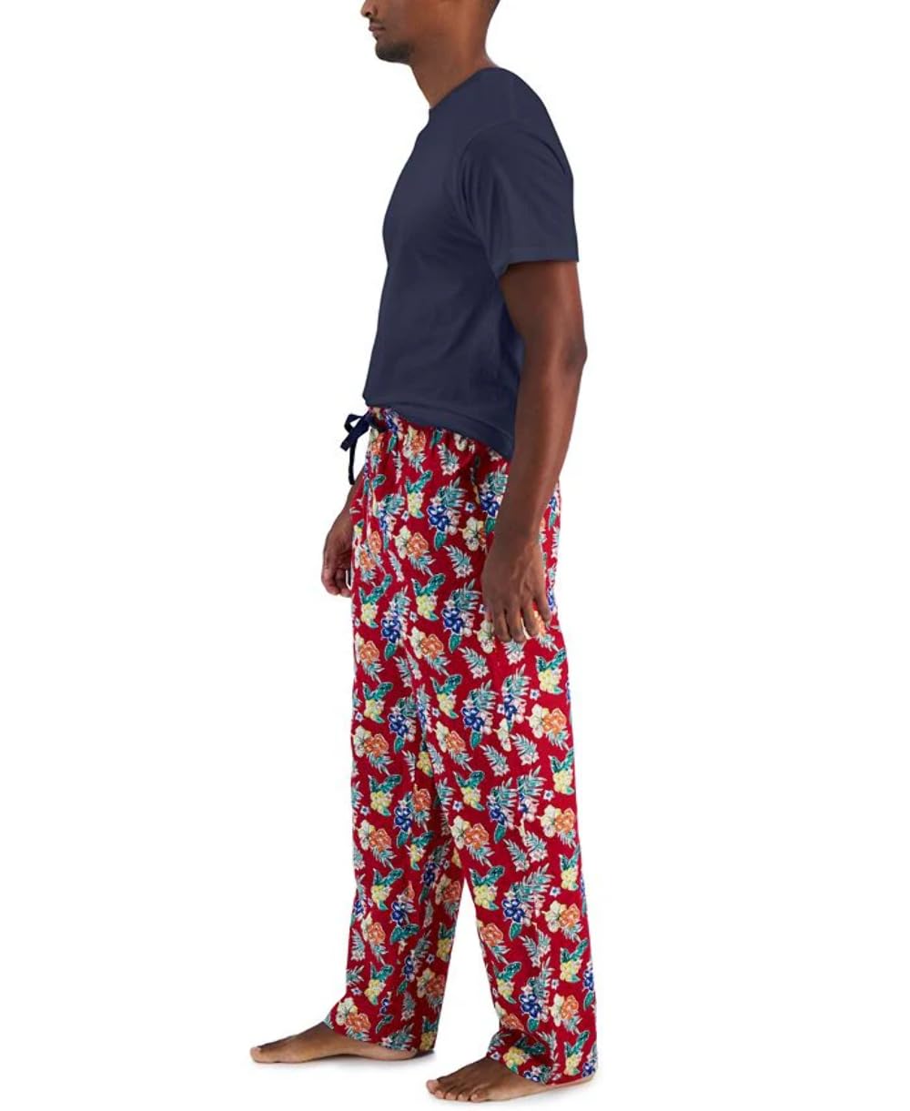 Club Room Mens 2PC Cotton Pajama Gift Set Navy XXL, Jester Red