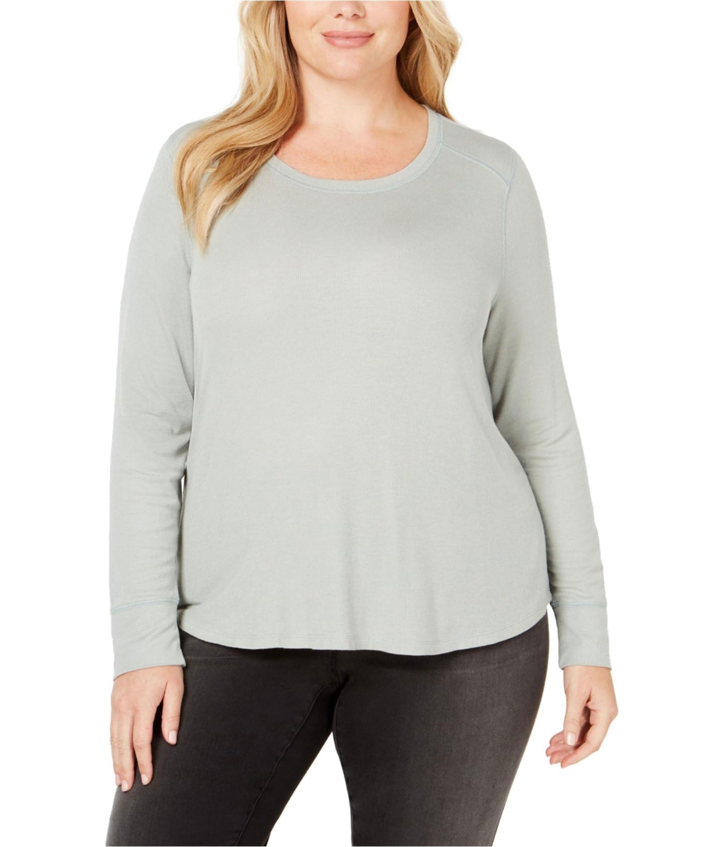 INC International Concepts I.N.C. Plus Size Ribbed Shirttail Top