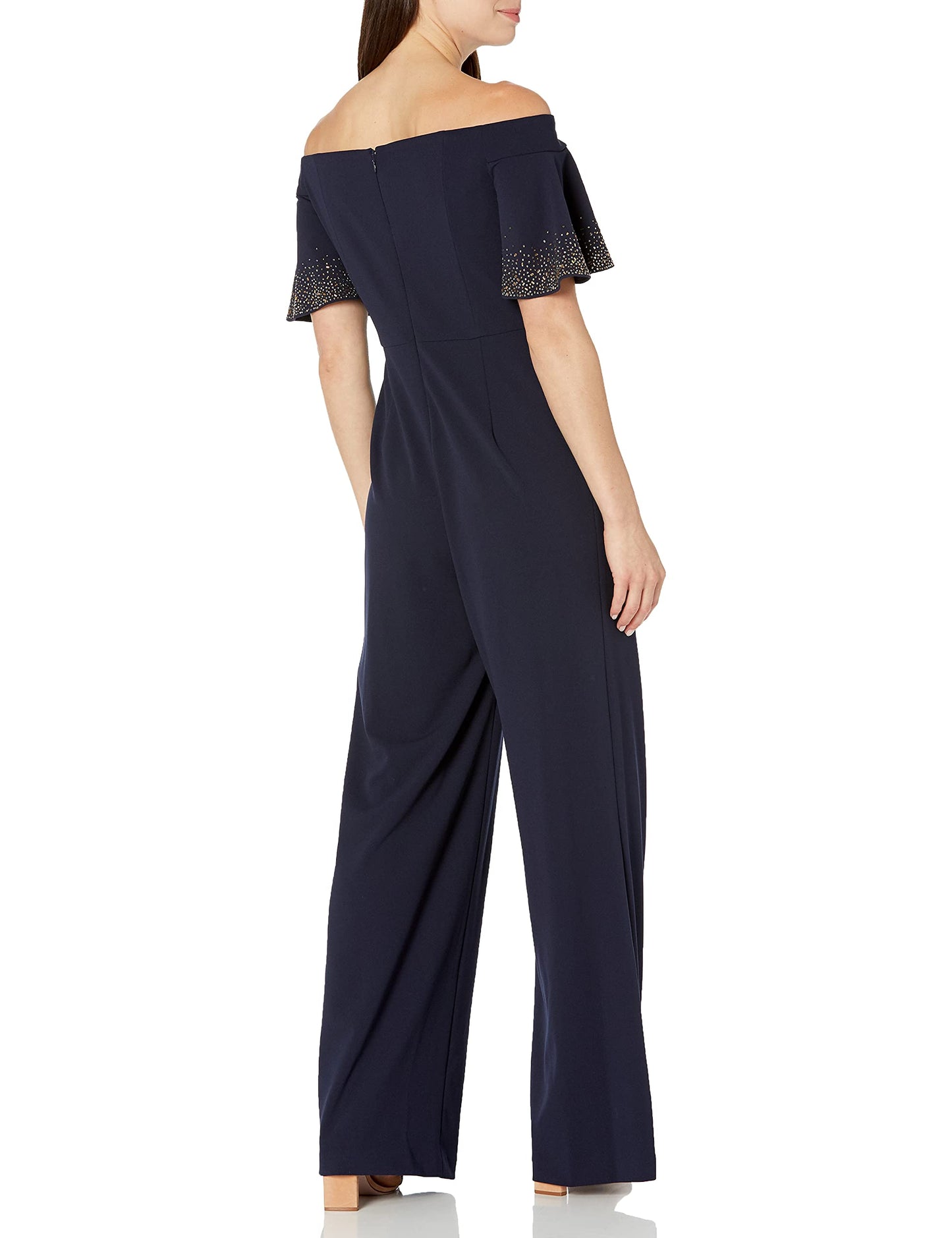 Calvin Klein womens Short Sleeve Off the Shoulder Jumpsuit With Flutter SleevesDress