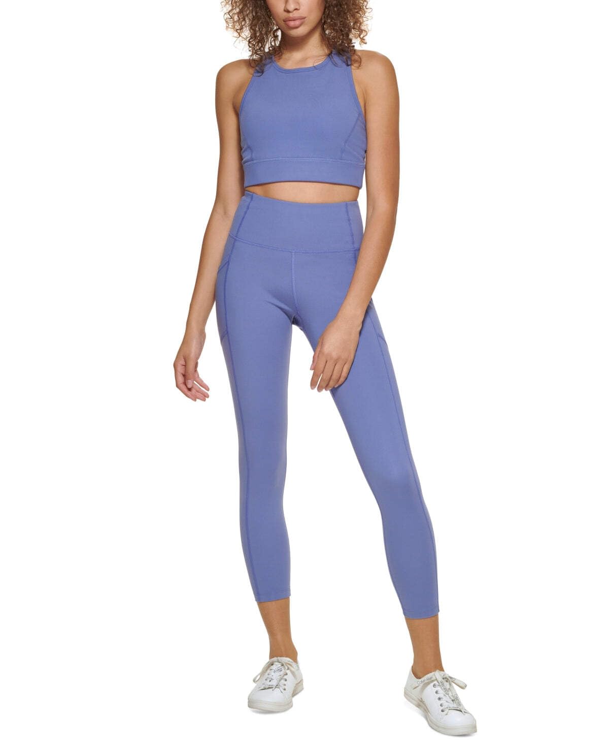 Calvin Klein Performance Women's Pilates Outfit Fitness Crop Top Scoopneck Bra