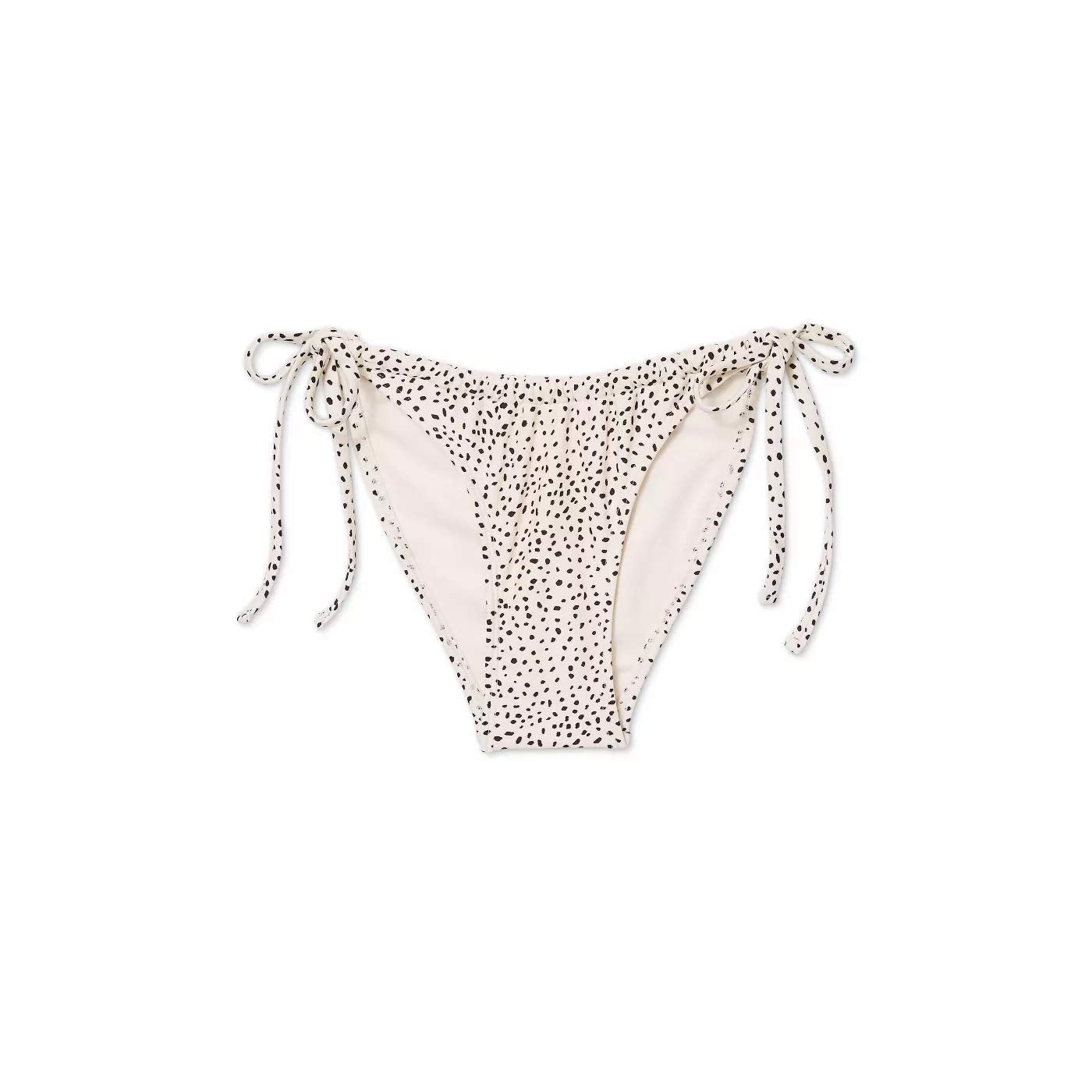Xhilaration Women's Juniors' Shirred Side-Tie High Leg Scoop Bikini Bottom - (XSmall, Beige)