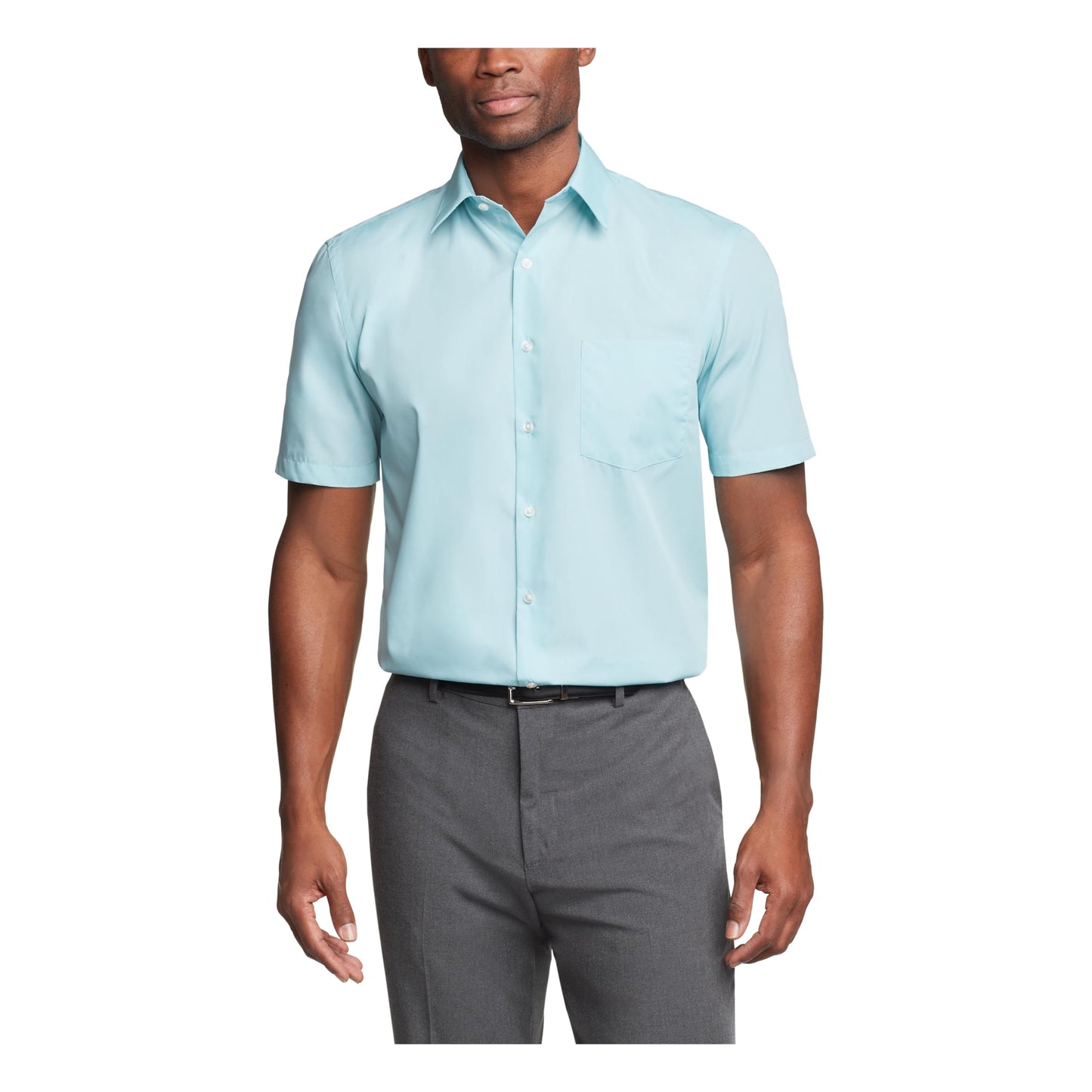 Van Heusen Men's Short Sleeve Dress Shirt Regular Fit Poplin Solid
