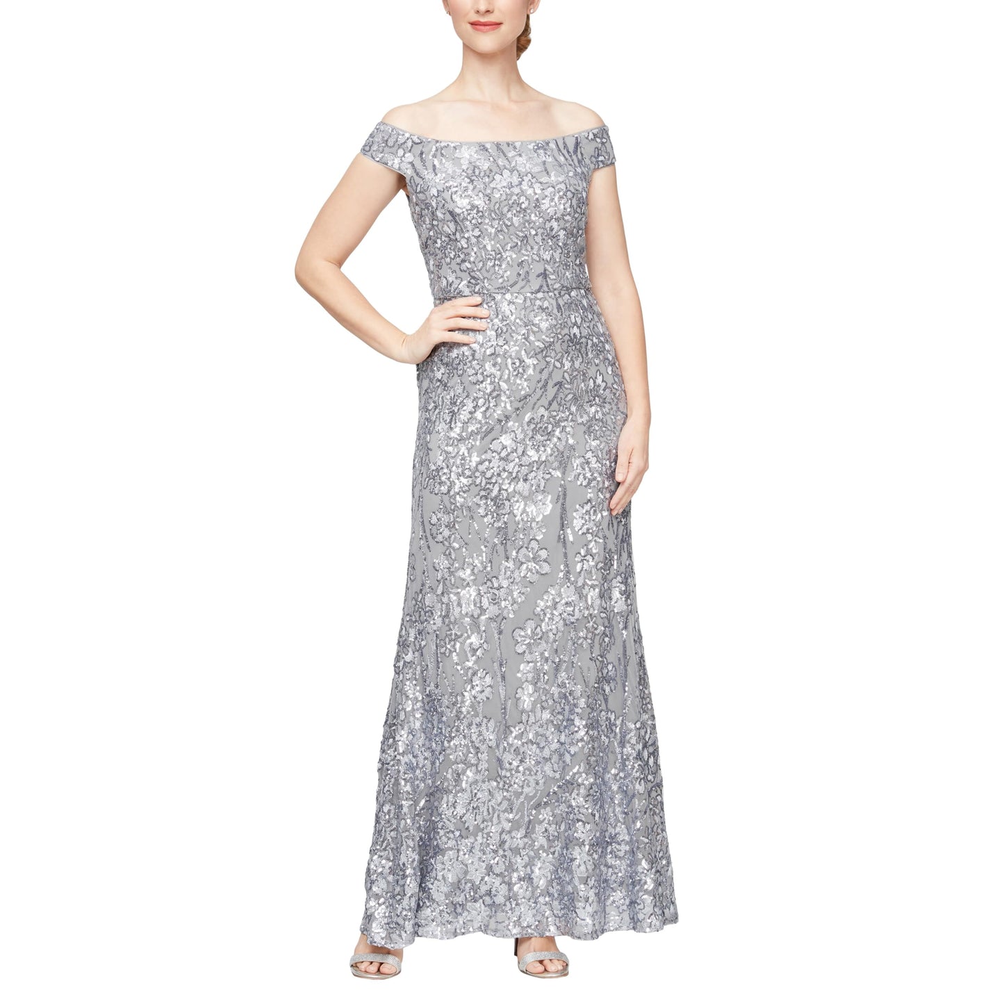 Alex Evenings Women's Long Off The Shoulder Dress