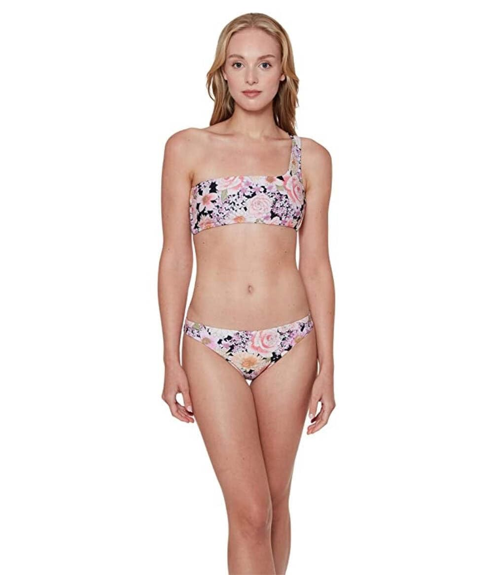 Sanctuary Womens Floral One Shoulder Bikini Swim top