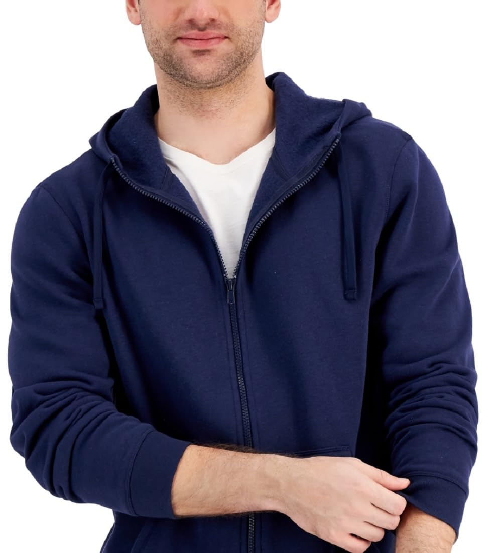 ID Ideology Men's Regular Fit Solid Full Zip Hoodie Blue Size Large
