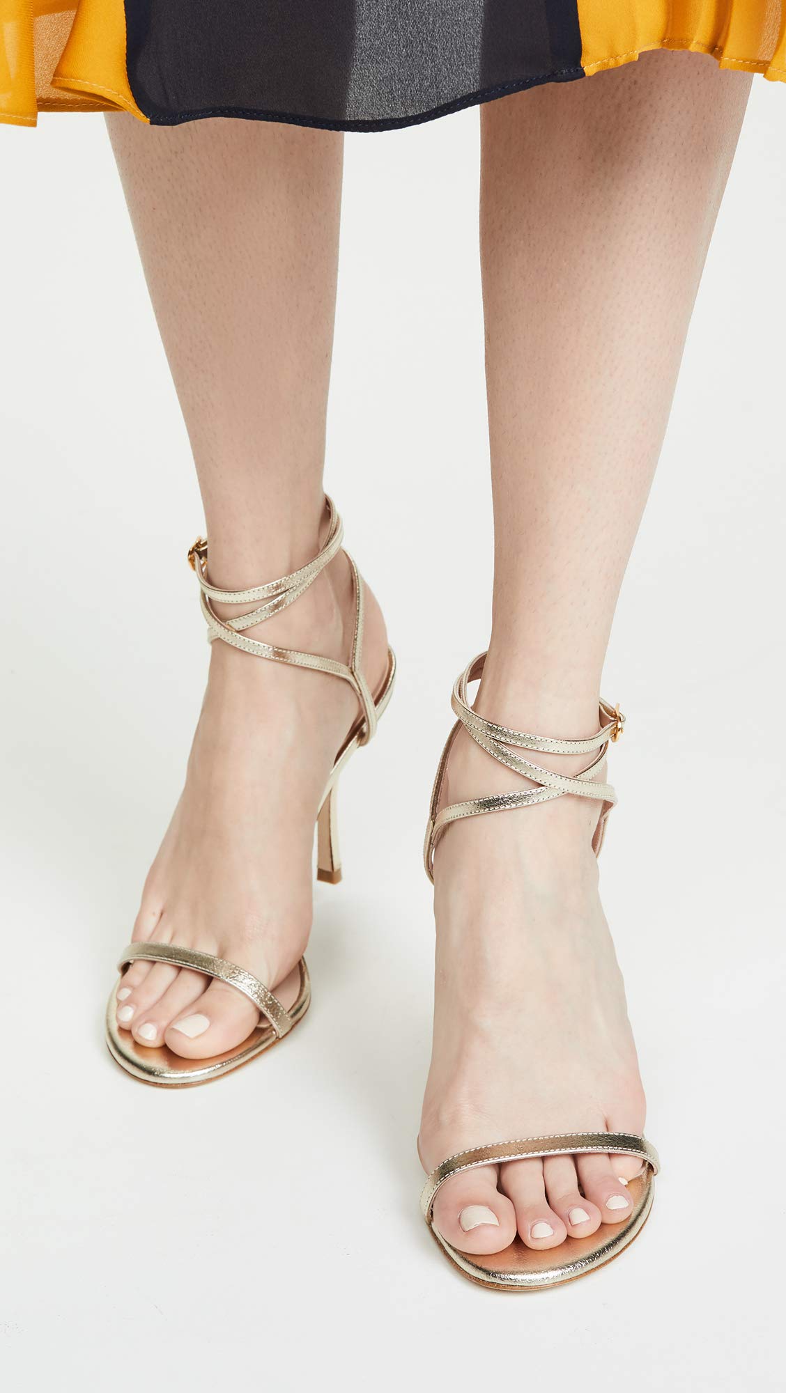 Stuart Weitzman Women's Merinda Sandals, Platino, Gold, Metallic, 6.5 Medium US