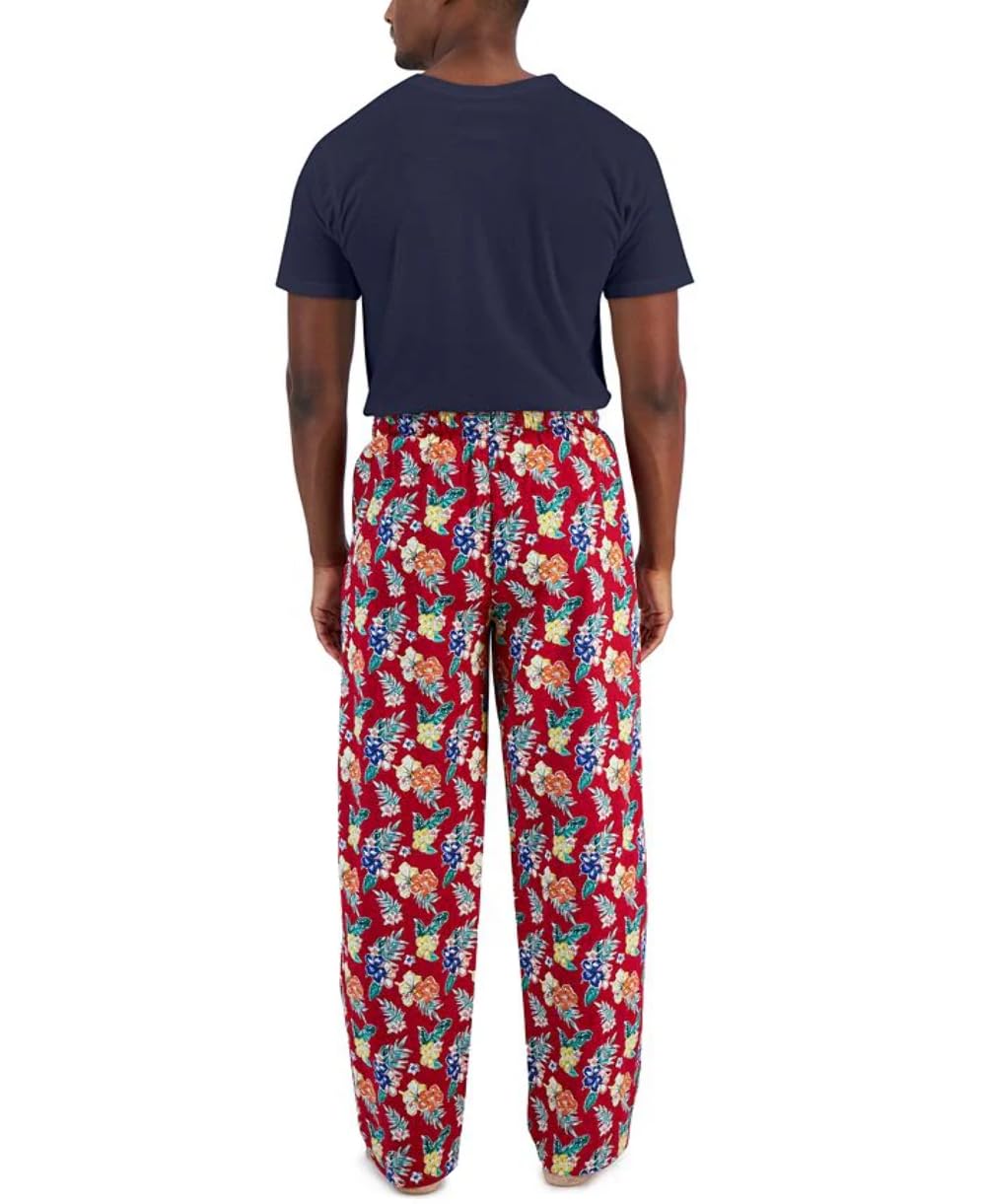 Club Room Mens 2PC Cotton Pajama Gift Set Navy XXL, Jester Red