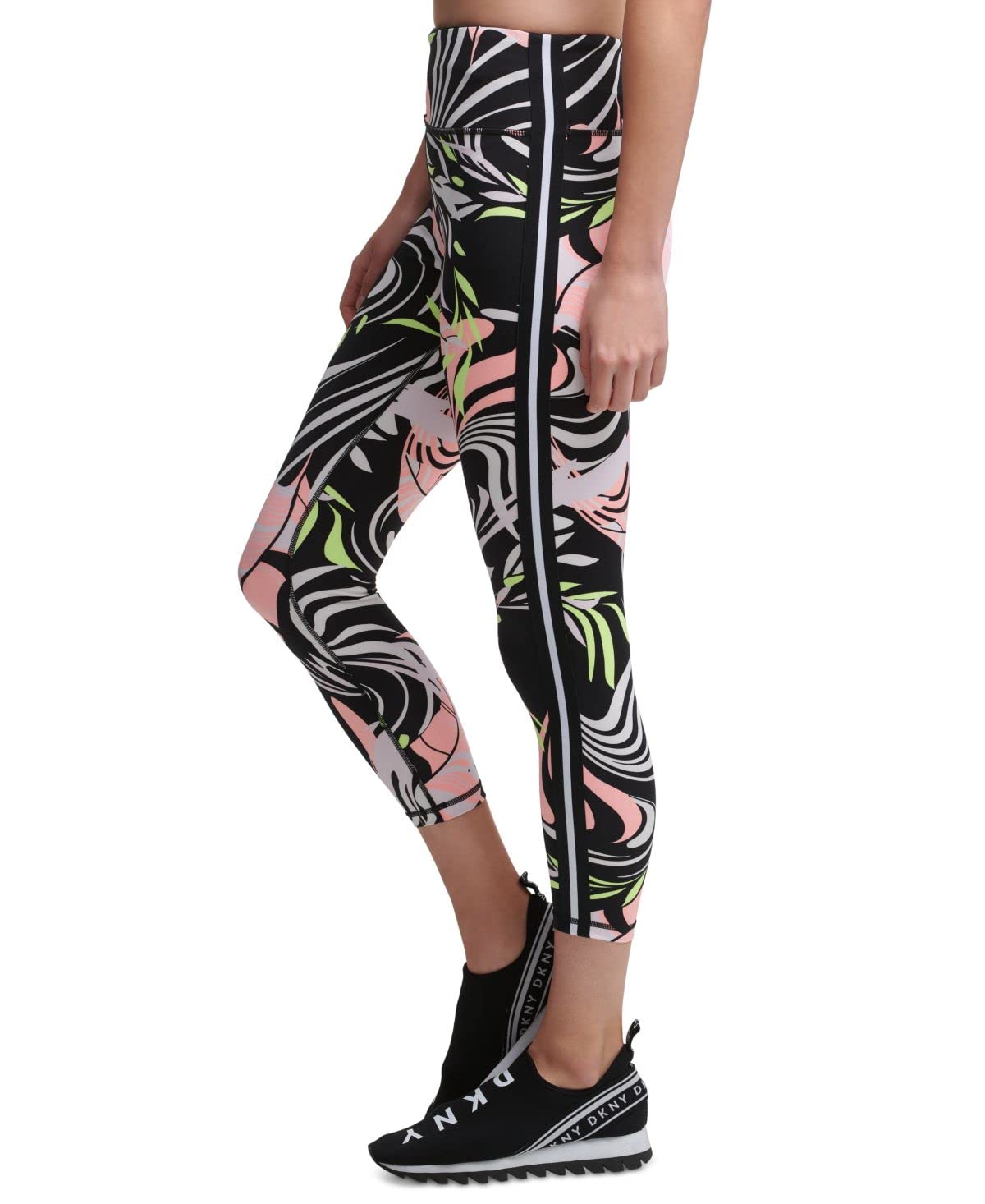 DKNY womens Sport Dizzy Tropics Printed 7 / 8 Length Legging, Atomic Dizzy Tropics, X-Small
