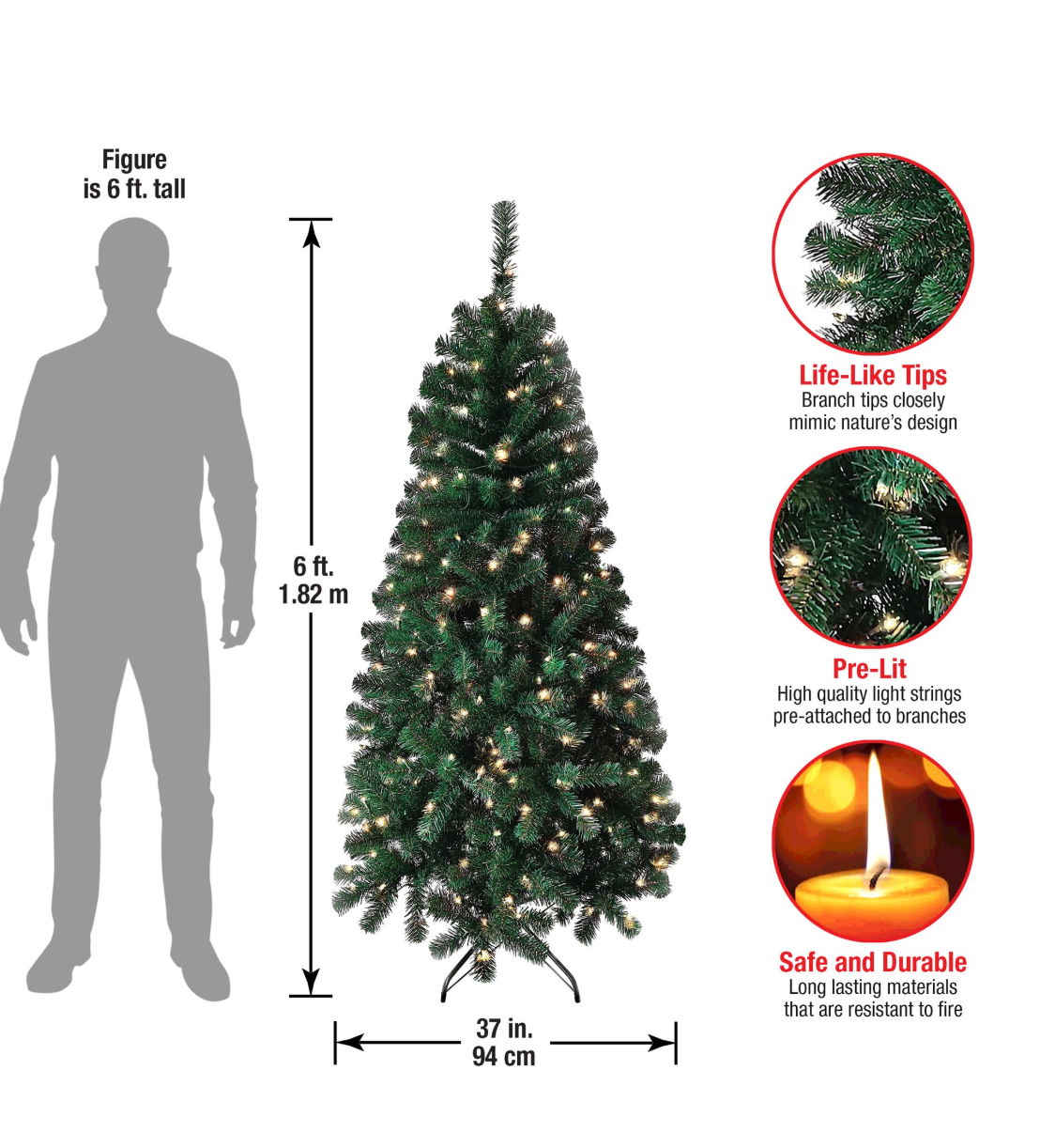 National Tree Company Pre-Lit Artificial Christmas Tree, Green, Acacia, 300 Clear Lights, Includes Stand, 6 Feet