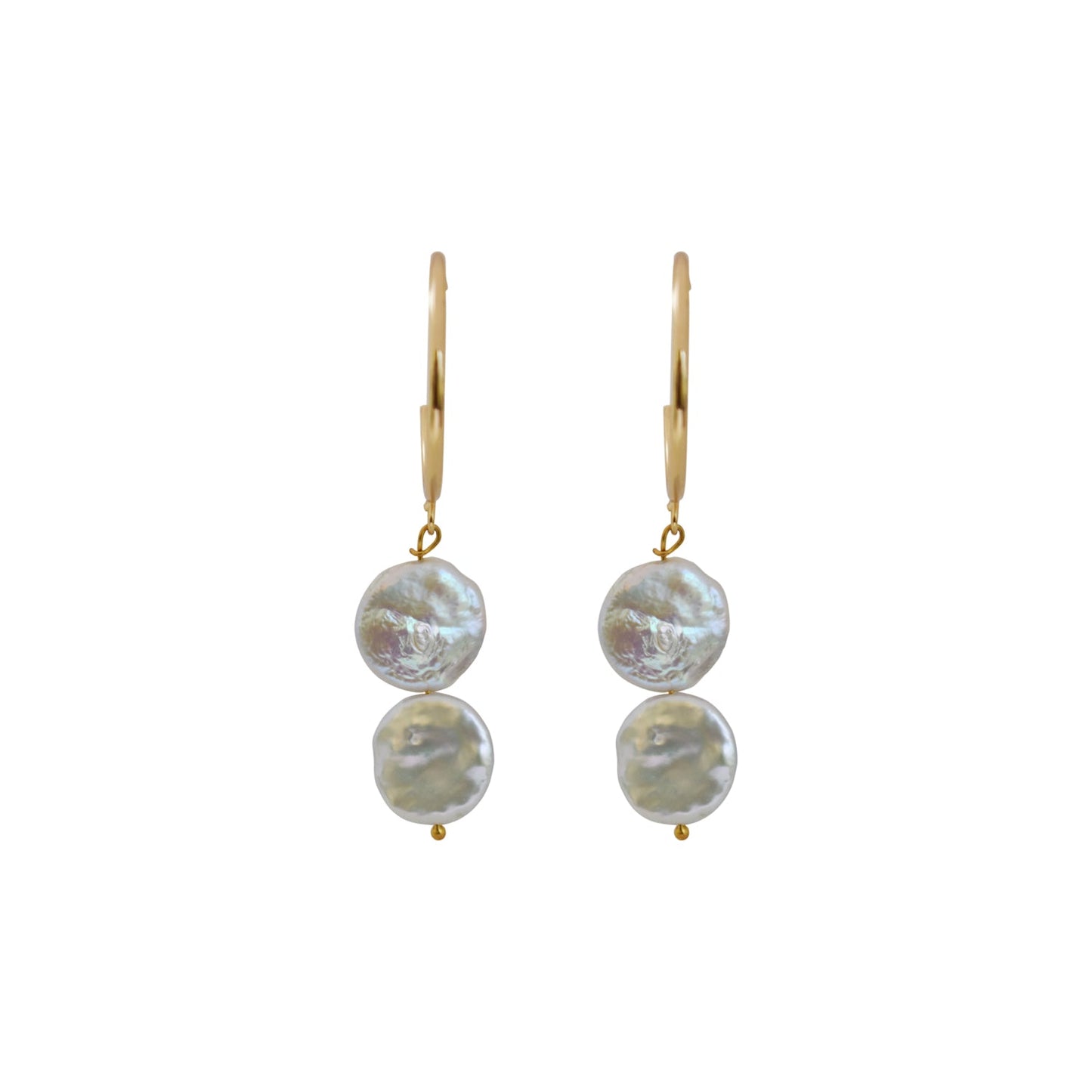 Silver double pearl hoop freshwater pearl earrings | by Ifemi Jewels