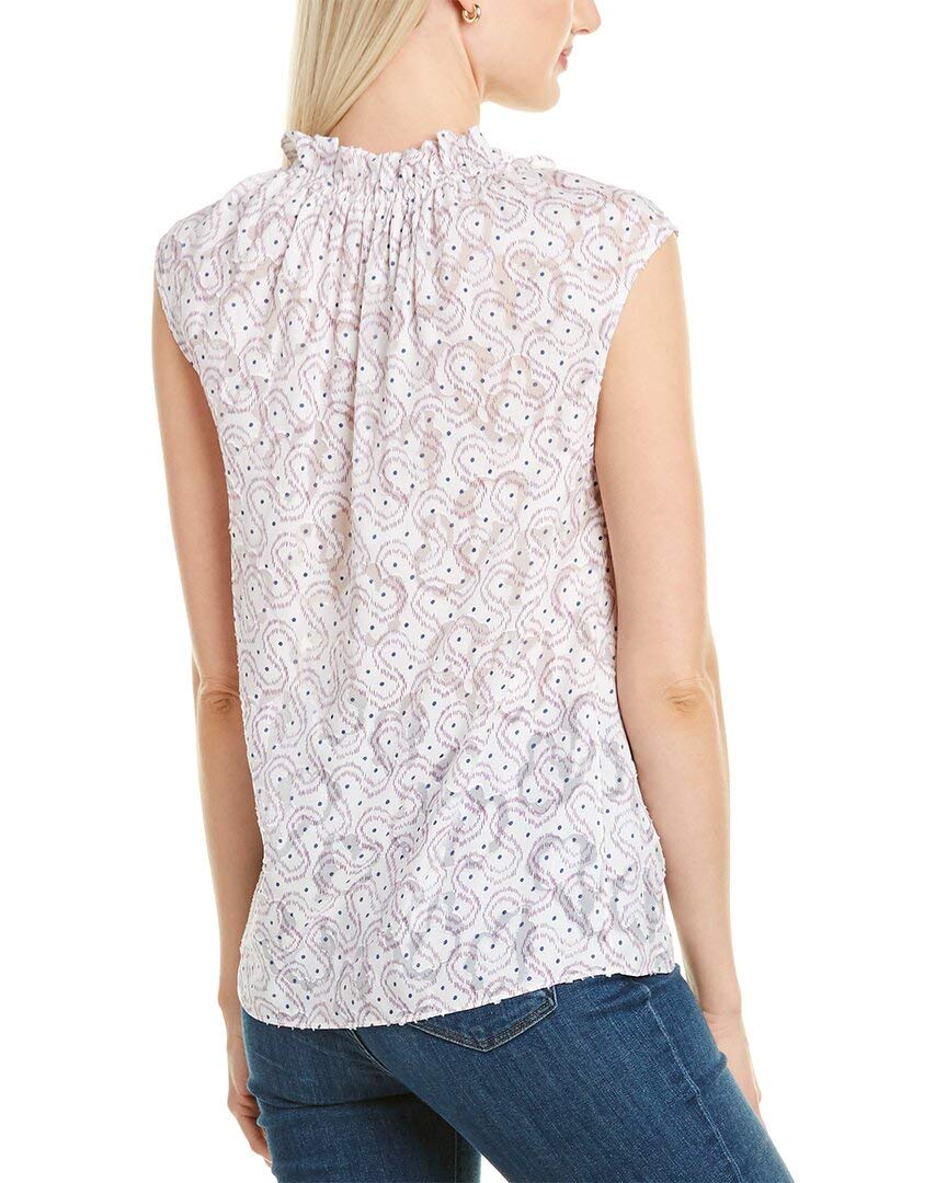 Rebecca Taylor Sleeveless Swirl Dot Top Snow Combo MD