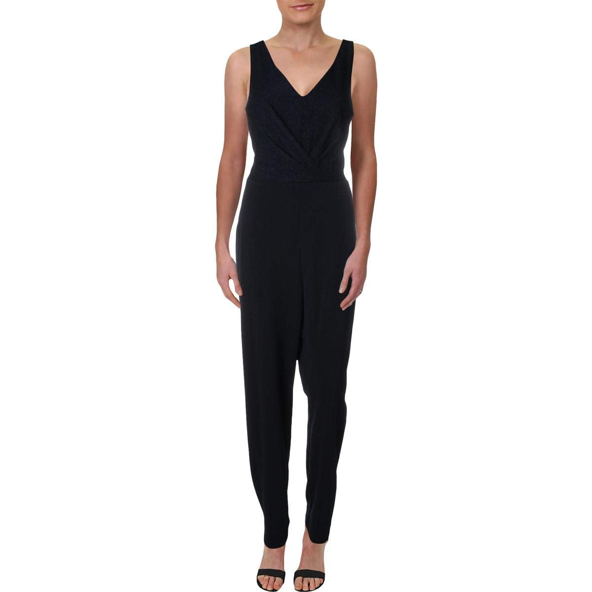LAUREN RALPH LAUREN Womens Metallic Sleeveless Jumpsuit Navy 8