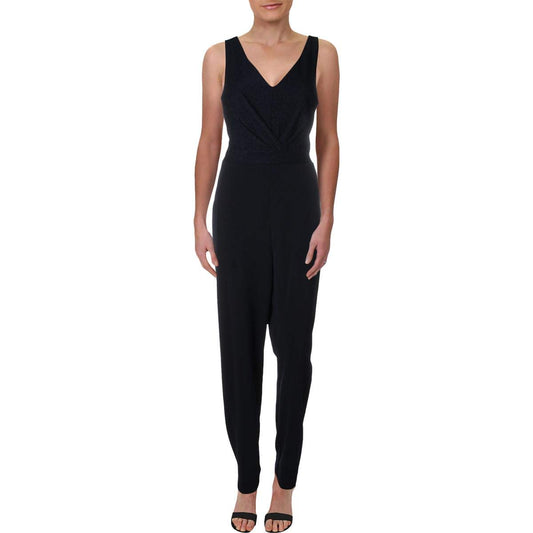 LAUREN RALPH LAUREN Womens Metallic Sleeveless Jumpsuit Navy 8